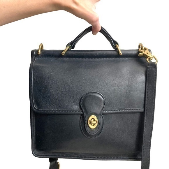 Coach vintage black leather 9927 Willis bag made in turkey